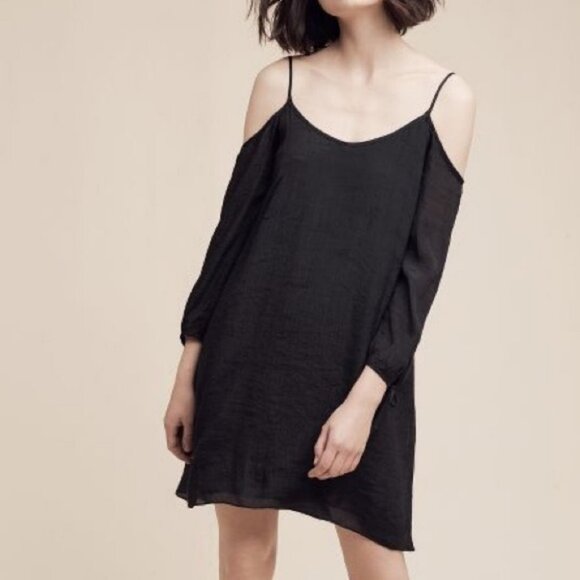 NWT Anthropologie Pelloux Black Open Shoulder Dress Size XS New Tags Minimalist - Picture 11 of 13